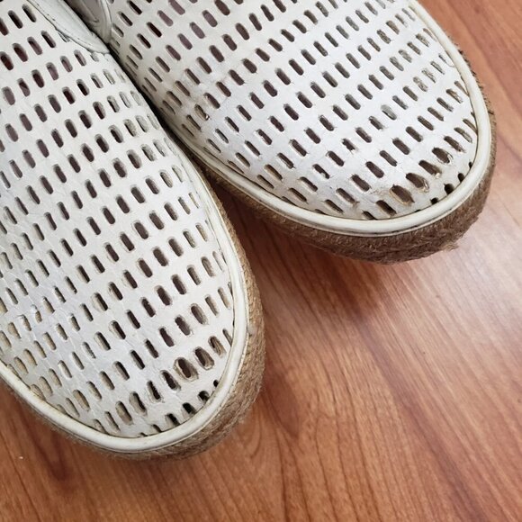 Miu Miu Leather Mesh Platform Espadrilles White Slip On Sz 40 - Picture 8 of 10